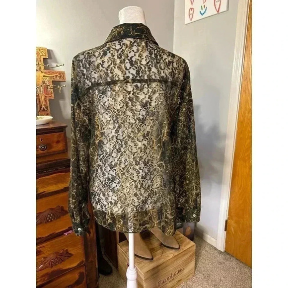 Zara Top Lace Animal Print Button Up - Picture 8 of 9